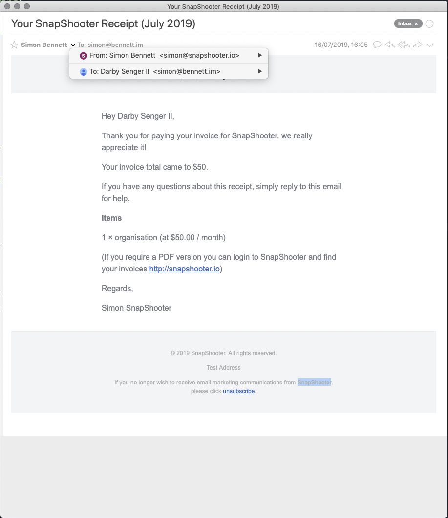 Stripe Invoice Email Example